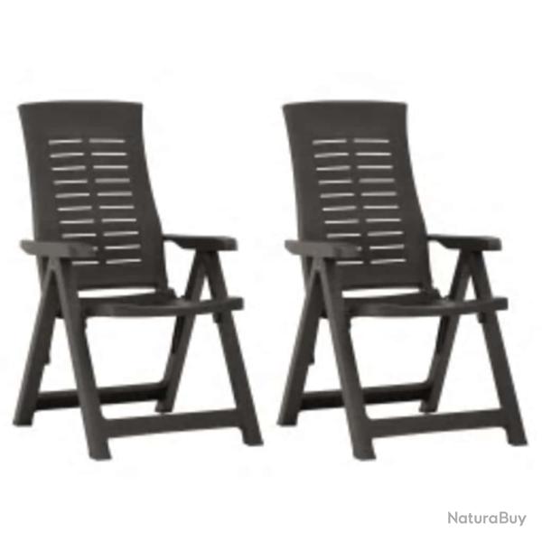Chaises inclinables de lot de 2 Plastique Anthracite