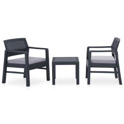 Salon de 3 pcs avec coussins Plastique Gris