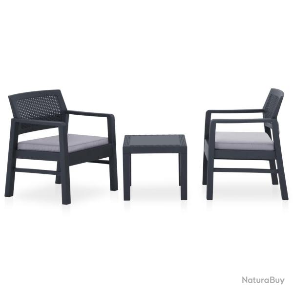 Salon de 3 pcs avec coussins Plastique Gris