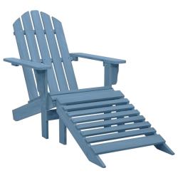 Chaise de Adirondack avec pouf bois de sapin solide bleu