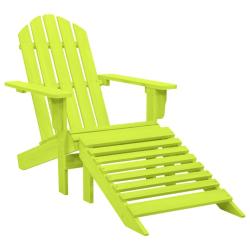 Chaise de Adirondack avec pouf bois de sapin solide vert