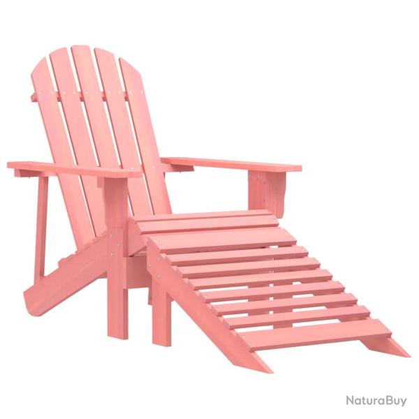 Chaise de Adirondack avec pouf bois de sapin solide rose