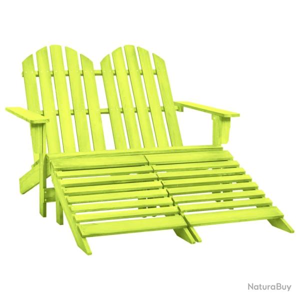Chaise de Adirondack 2 places et pouf sapin massif vert