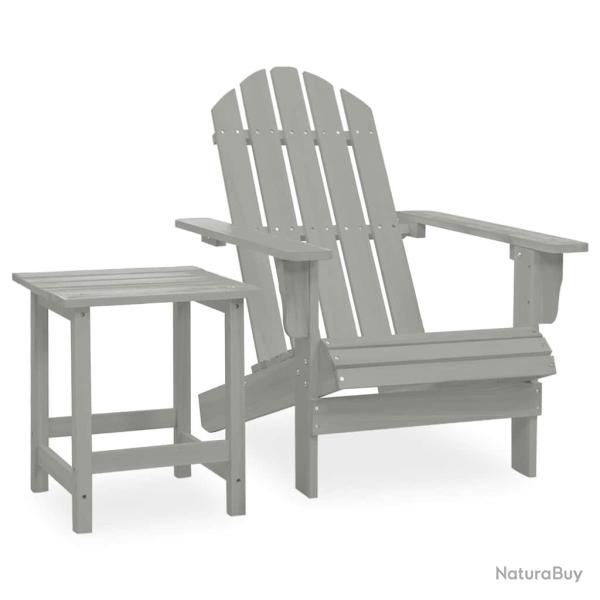 Chaise de Adirondack avec table Bois de sapin Gris