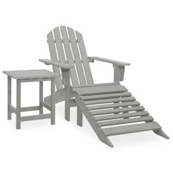 Chaise avec pouf et table en sapin gris, pour le jardin