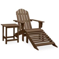 Chaise avec pouf et table en sapin marron, pour le jardin