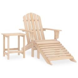 Chaise avec repose-pied et table en sapin, pour le jardin