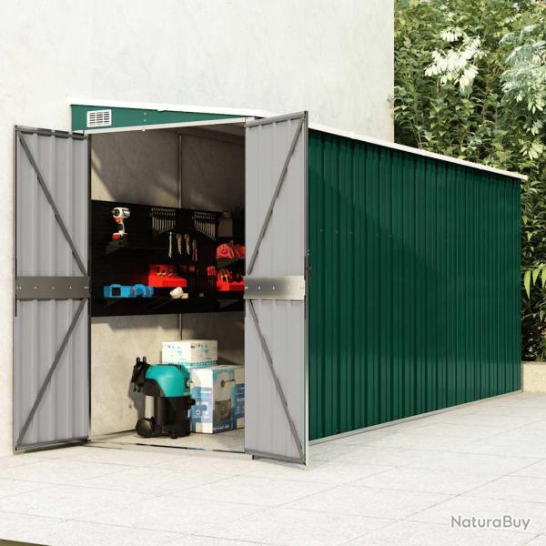 Abri de mural Vert 118x382x178 cm Acier galvanis�