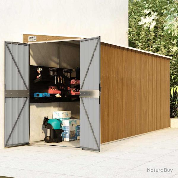Abri de mural marron 118 x 382 x 178 cm Acier galvanis�