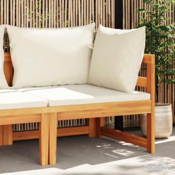 Canap� d'angle avec coussins blanc cr�me Bois d'acacia solide