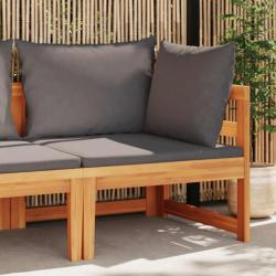 Canap&eacute; d'angle avec coussins gris fonc&eacute; Bois d'acacia solide