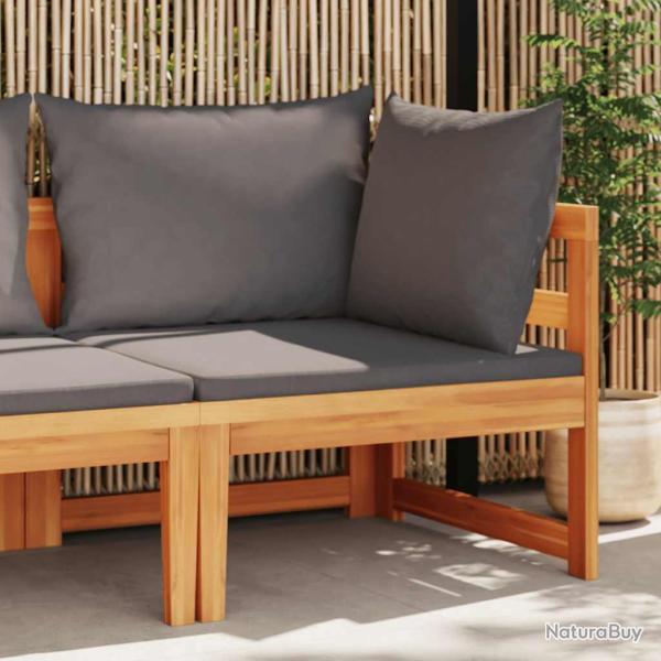 Canap� d'angle avec coussins gris fonc� Bois d'acacia solide