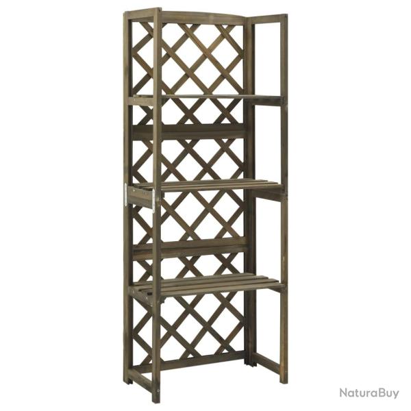 Treillis avec �tag�res Gris 55x30x140 cm Bois de sapin massif
