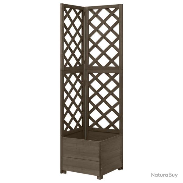 Jardini�re d'angle en treillis Gris 40x40x150 cm Bois de sapin