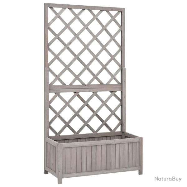 Jardini�re � treillis de Gris 70x30x135 cm Bois de sapin