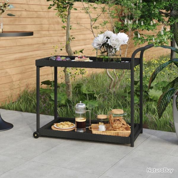 Chariot de bar Noir 100x45x83 cm R�sine tress�e
