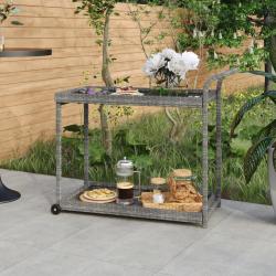 Chariot de bar Gris 100x45x83 cm R&eacute;sine tress&eacute;e