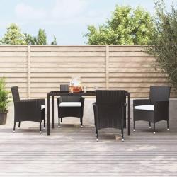 Chaises de avec coussins lot de 4 R&eacute;sine tress&eacute;e Noir