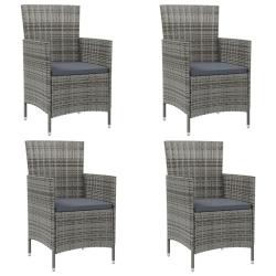 Chaises de avec coussins lot de 4 R&eacute;sine tress&eacute;e Gris