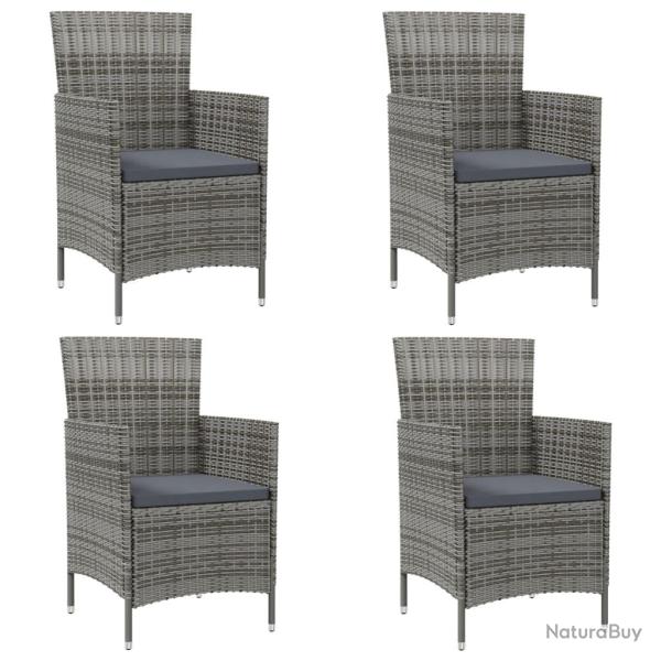 Chaises de avec coussins lot de 4 R�sine tress�e Gris
