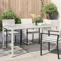 Table de 150x90x75 cm Verre tremp&eacute;/r&eacute;sine tress&eacute;e Blanc