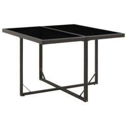 Table de Noir 109x107x74 cm R&eacute;sine tress&eacute;e et verre