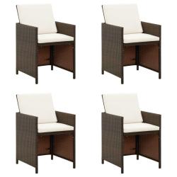Chaises de avec coussins lot de 4 R&eacute;sine tress&eacute;e Marron