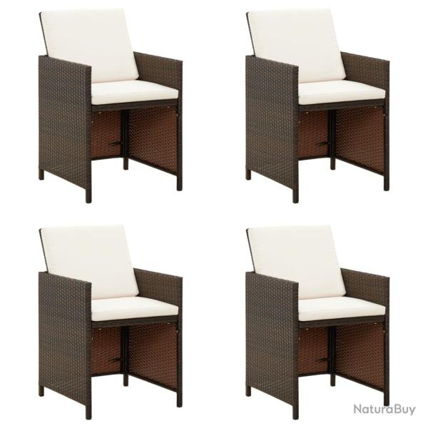 Chaises de avec coussins lot de 4 R�sine tress�e Marron