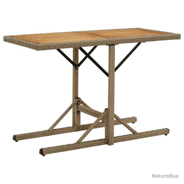 Table de Beige Bois massif d'acacia et poly rotin