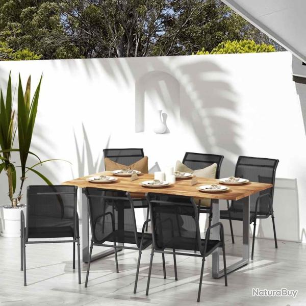 Chaises de lot de 6 Acier et textil�ne Noir