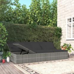 Transat convertible avec coussin R&eacute;sine tress&eacute;e Gris fonc&eacute;