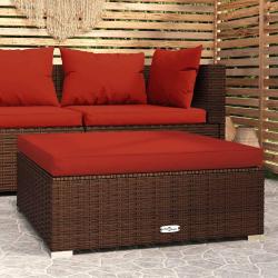 Repose-pied de et coussin Marron 70x70x30 cm Poly rotin