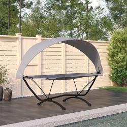 Lit de repos d'ext&eacute;rieur avec auvent Gris Acier et tissu Oxford