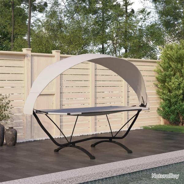 Lit de repos d'ext�rieur et auvent Cr�me Acier et tissu Oxford