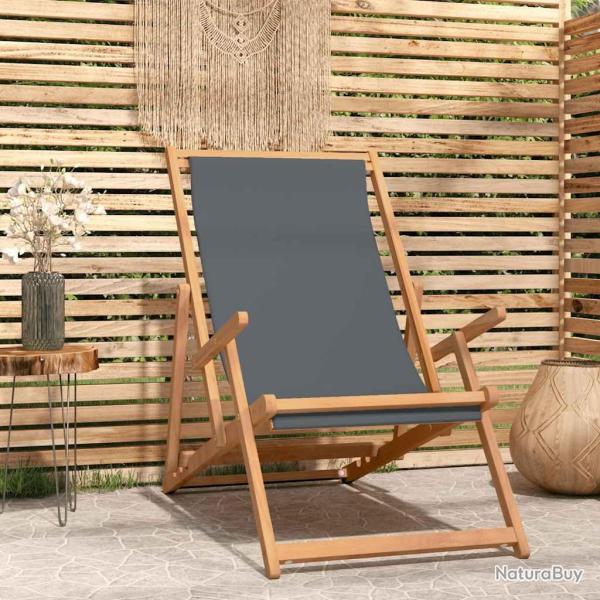 Chaise pliante en bois massif de teck gris