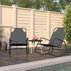 Chaises longues &agrave; bascule 2 pcs Gris Acier et textil&egrave;ne