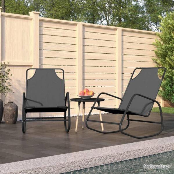 Chaises longues � bascule 2 pcs Gris Acier et textil�ne