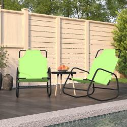 Chaises longues &agrave; bascule lot de 2 vert acier et textil&egrave;ne