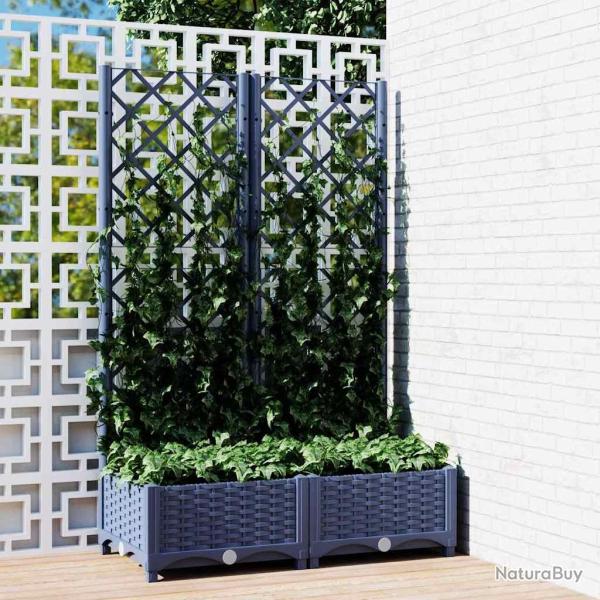 Jardini�re de avec treillis Bleu Gris 80x40x121,5 cm PP