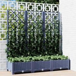 Jardini&egrave;re avec treillis bleu gris 120x40x121,5 cm PP