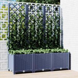 Jardini&egrave;re avec treillis bleu gris 120x40x136 cm PP