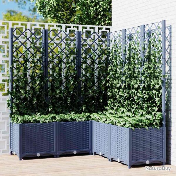 Jardini�re avec treillis bleu gris 120x120x136 cm PP