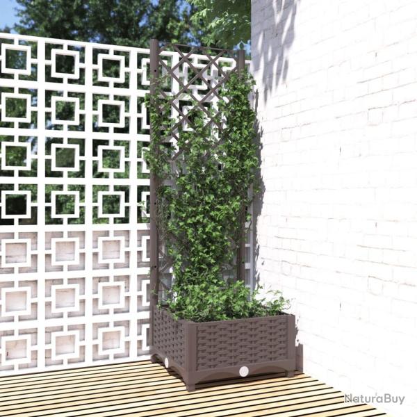 Jardini�re avec treillis Marron 40x40x121,5 cm PP