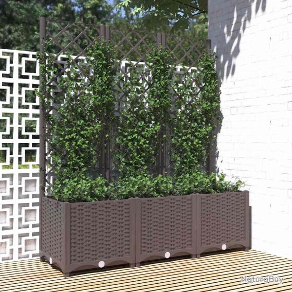 Jardini�re avec treillis Marron 120 x 40 x 136 cm PP