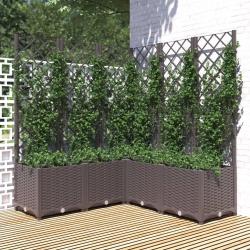 Jardini&egrave;re avec treillis Marron 120x120x136 cm PP