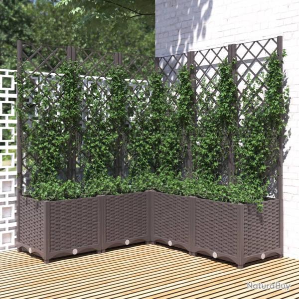 Jardini�re avec treillis Marron 120x120x136 cm PP