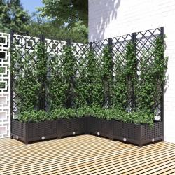 Jardini&egrave;re avec treillis noir 120x120x121,5 cm PP