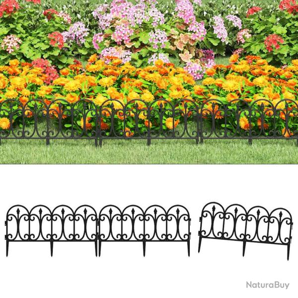 Bordures de pelouse 17 pcs Noir 10 m PP