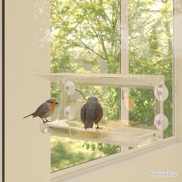 Mangeoires � oiseaux de fen�tre 2 pcs Acrylique 30x12x15 cm