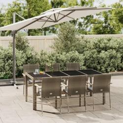 Ensemble &agrave; manger et coussins 7 pcs gris rotin